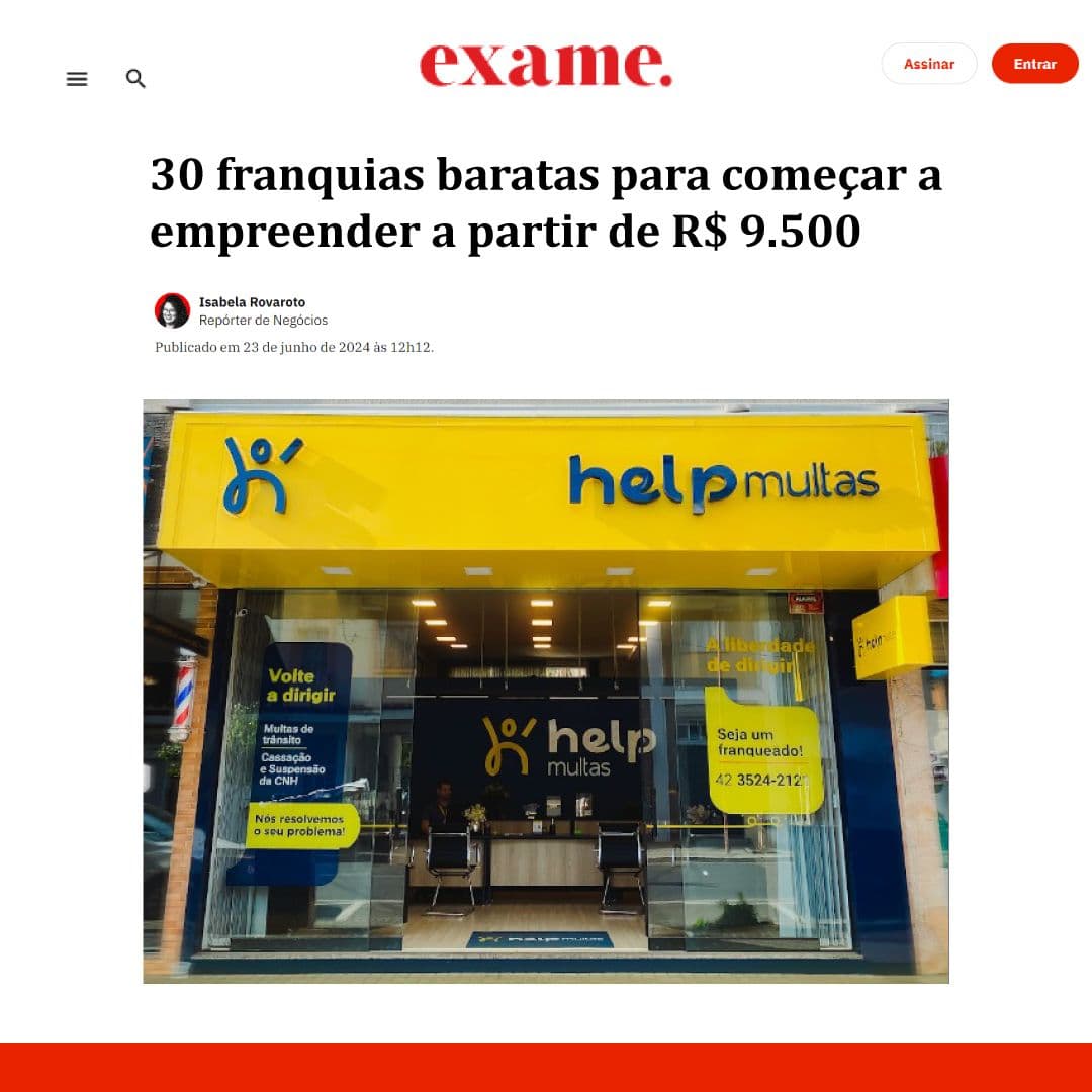 Help Multas Entre as 30 Franquias Baratas para Empreender